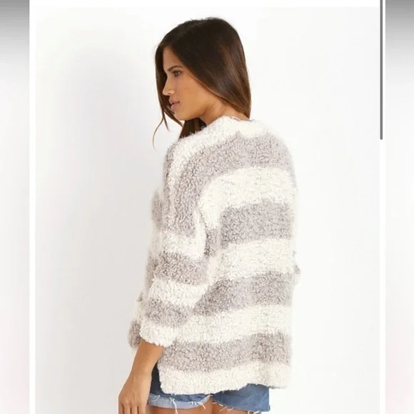 Free People Marshmallow Sweater Cardigan Ivory/Grey Size XS - Picture 4 of 14